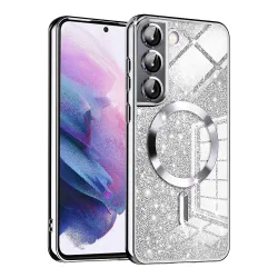 Custodia MagSafe per Samsung Galaxy S22 5G S901, Techsuit, Luxury Glitter, Argento