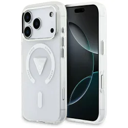 Custodia MagSafe per Apple iPhone 17 Pro, Guess, Logo Triangolo Gradiente IML, Trasparente
