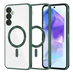 Custodia MagSafe per Samsung Galaxy A55 5G A556, Techsuit, Luxury Crystal, Verde Scuro
