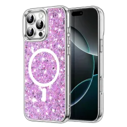 Custodia MagSafe per Apple iPhone 16 Pro, Techsuit, Sparkly Glitter, Magenta