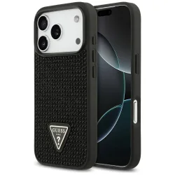 Custodia per Apple iPhone 17 Pro, Guess, Logo Triangolo di Strass, Nera