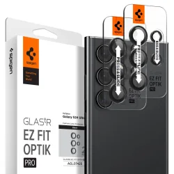 Pellicola protettiva per fotocamera posteriore Spigen GlastR EZ FIT Optik Pro per Samsung Galaxy S24 Ultra S928, vetro temperato, set da 2 pezzi, nero AGL07425