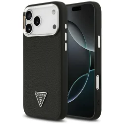 Custodia MagSafe per Apple iPhone 17 Pro Max, Guess, Logo Triangolo Granulato, Nera
