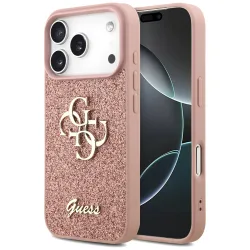 Custodia per Apple iPhone 17 Pro Max, Guess, Fixed Glitter Big 4G, Rosa