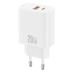 Caricatore da rete XO Design CE40, 20W, 3A, 1 x USB-A - 1 x USB-C, Bianco