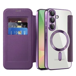 Custodia MagSafe per Samsung Galaxy A57 5G, Techsuit, SmartMag Book, Viola