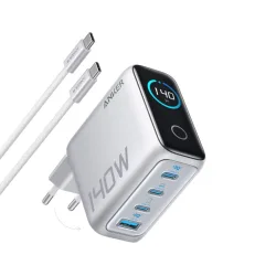 Caricabatterie Rete Con Cavo USB-C Anker Zolo, 140W, 5A, 1 x USB-A - 3 x USB-C, Argento B2697G41