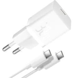 Baseus GaN5S Caricatore di rete con cavo USB-C GaN5S, 30W, 3A, 1 x USB-C, bianco P1011090902213-00
