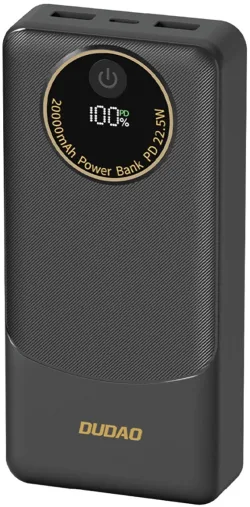 Batteria Esterna Dudao K12Pro, 20000mAh, 22.5W, QC + PD, 1 x USB-C - 2 x USB-A, Nera