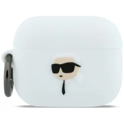 Custodia Karl Lagerfeld 3D Karl's Head per Apple AirPods Pro 3, Bianca