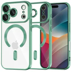 Custodia MagSafe per Apple iPhone 17 Pro, Techsuit, Luxury Crystal, Verde Chiaro