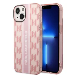 Custodia per Apple iPhone 14 Plus, Karl Lagerfeld, Monogram Stripe, Rosa