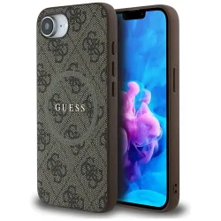 Custodia MagSafe per Apple iPhone 17e / 16e, Guess, 4G Ring Classic Logo, Marrone