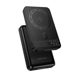 Batteria Esterna Wireless Borofone BJ82 Dawn, 5000mAh, 10W, 1 x QI - 1 x USB-A, Nera