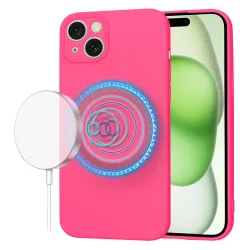 Custodia MagSafe per Apple iPhone 15 Plus, Techsuit, SoftFlex, Rosa Scuro