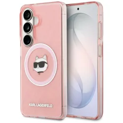 Custodia MagSafe per Samsung Galaxy S26 Plus S947, Karl Lagerfeld, IML Choupette Head on KL Repeated Logo, Rosa