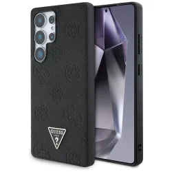 Custodia MagSafe per Samsung Galaxy S25 Ultra S938, Guess, Peony Grained Hot Stamp Triangle, Nera