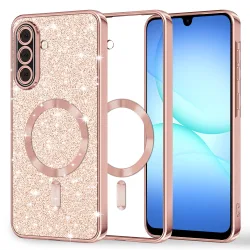 Custodia MagSafe per Samsung Galaxy A17 4G / A17 5G, Techsuit, Luxury Glitter, Rosa