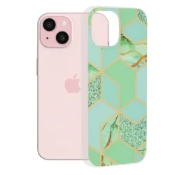 Custodia per Apple iPhone 15, Techsuit, Marble, Verde
