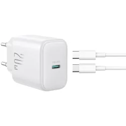 Caricabatterie da Rete con Cavo USB-C Joyroom JR-TCF20, 20W, 3A, 1 x USB-C, Bianco