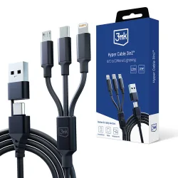 Cavo di Ricarica USB-A / USB-C - Lightning / microUSB / USB-C 3MK Hyper 3in1, 12W, 1.5m, Nero
