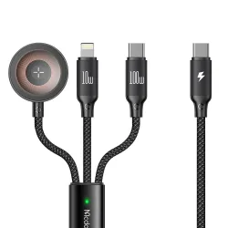 Cavo di Ricarica USB-C - Lightning / USB-C / QI McDodo CA-4940 3in1, 100W, 1.2m, Nero