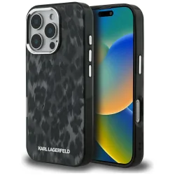 Custodia MagSafe per Apple iPhone 16 Pro Max, Karl Lagerfeld, IML Leopard Pattern, Nera