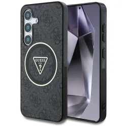 Custodia MagSafe per Samsung Galaxy S25+ S936, Guess, IML Glitter 4G Circle Triangle, Nera