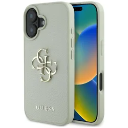Custodia per Apple iPhone 16, Guess, Grained Big 4G Logo Small Classic Logo, Verde