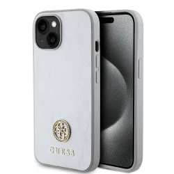 Custodia per Apple iPhone 15, Guess, Strass Metal Logo, Argento