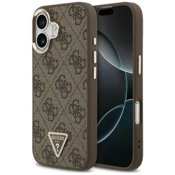 Custodia MagSafe per Apple iPhone 17, Guess, Logo Triangolo 4G, Marrone Dorato