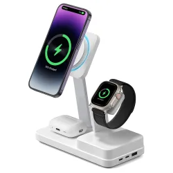 Caricabatterie Stazione ESR CryoBoost QI 6in1, 100W, 2 x USB-A - 1 x USB-C, Bianco