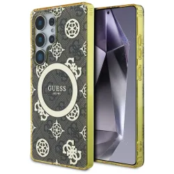 Custodia MagSafe per Samsung Galaxy S25 Ultra S938, Guess, IML Peony su sfondo 4G, Marrone