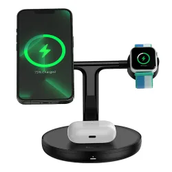 Caricabatterie Rete Wireless Baseus Swan 3in1, 15W, 1.67A, Nero WXTE000101