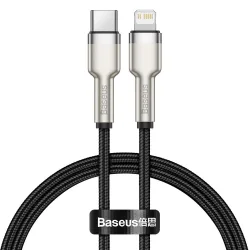 Cavo Dati e Ricarica USB-C - Lightning Baseus Cafule Metal Series, 20W, 0.25m, Nero CATLJK-01