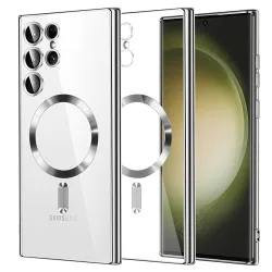 Custodia MagSafe per Samsung Galaxy S23 Ultra S918, Techsuit, Luxury Crystal, Argento