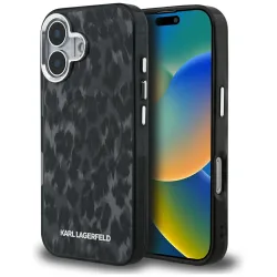Custodia MagSafe per Apple iPhone 16, Karl Lagerfeld, IML Leopard Pattern, Nera