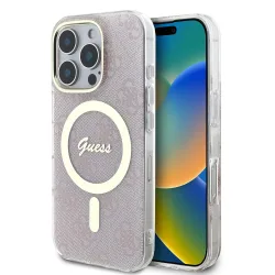 Custodia MagSafe per Apple iPhone 16 Pro, Guess, IML 4G, Rosa