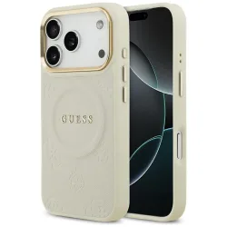 Custodia MagSafe per Apple iPhone 17 Pro, Guess, Peony Hot Stamp, Beige