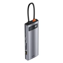 Hub USB-C Baseus, 3 x USB-A 3.0 - 1 x USB-C - 1 x HDMI - 1 x VGA - 1 x RJ45 - 1 x SD - 1 x microSD, Grigio CAHUB-CU0G