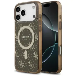 Custodia MagSafe per Apple iPhone 17 Pro, Guess, IML 4G Background, Marrone