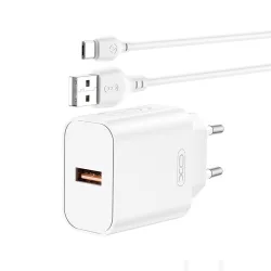 Caricabatterie da rete con cavo USB-C XO Design CE33, 18W, 3A, 1 x USB-A, Bianco