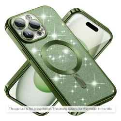 Custodia MagSafe per Apple iPhone 17 Air, Techsuit, Luxury Glitter, Verde Scuro