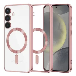 Custodia MagSafe per Samsung Galaxy S24 S921, Techsuit, Luxury Crystal, Rosa