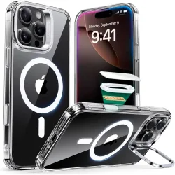 Custodia MagSafe per Apple iPhone 16 Pro Max, ESR, Classic Hybrid Kickstand Slide, Trasparente