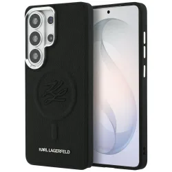 Custodia MagSafe per Samsung Galaxy S26 Ultra S948, Karl Lagerfeld, Initial Logo Debossed, Nera