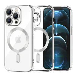 Custodia MagSafe per Apple iPhone 12 Pro Max, Techsuit, Luxury Crystal, Argento