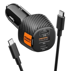 Caricatore Auto Con Cavo USB-C Spigen EV1133, 113W, 3.25A, 1 x USB-A - 2 x USB-C, Nero ACP09543
