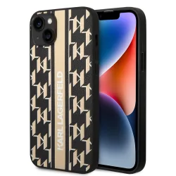 Custodia per Apple iPhone 14 Plus, Karl Lagerfeld, Monogram Stripe, Marrone