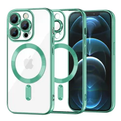 Custodia MagSafe per Apple iPhone 12 Pro Max, Techsuit, Luxury Crystal, Verde Chiaro